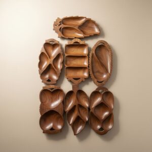 Wooden Cluster Snack Bowl Set