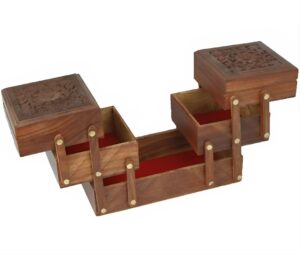 Wooden Folding Storage Box with Brass Inlay Work