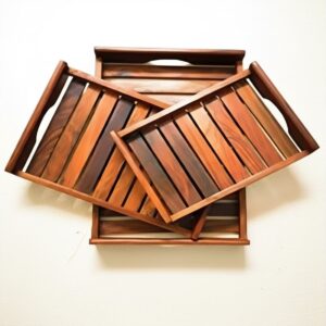 Stackable Wooden Serving Trays (Set of 3)