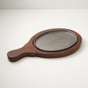 Round Handle Wooden Sizzler Plate