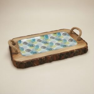Ceramic Tile Inlay Wooden Serving Tray
