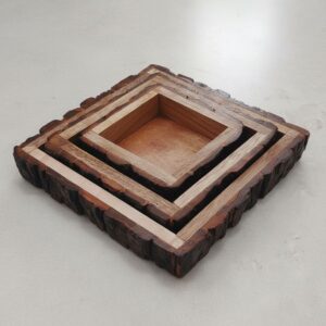 Nested Wooden Square Tray Set
