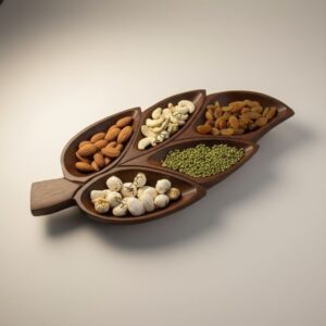 Leaf Shape Wooden Multi-Section Tray