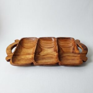 Three-Section Wooden Serving Tray