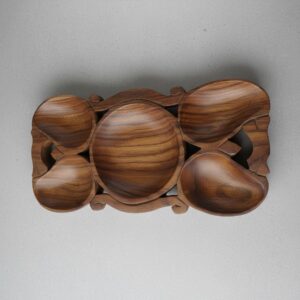 Twin Round Bowl Wooden Snack Tray