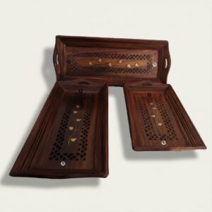 Wooden Rectangular Carved Utility Tray