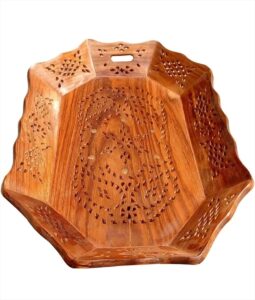 Polygon Shape Carved Wooden Tray