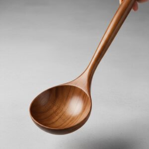 Deep Wooden Soup Ladle