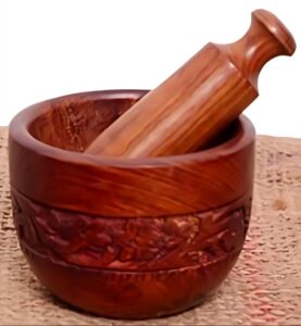 Premium Hand-Polished Wooden Mortar & Pestle Set