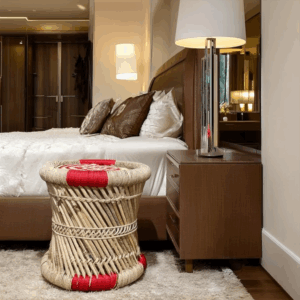 Bamboo Stool with Red Border