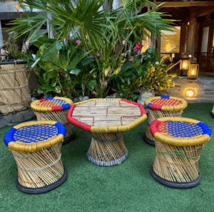 Handcrafted Colorful Bamboo Stools