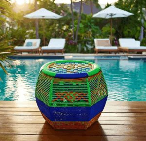 Hexagonal Bamboo Outdoor Stool