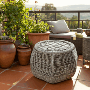 Natural Cane Ottoman
