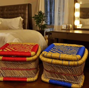 Vibrant Jute & Bamboo Stools