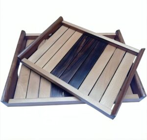 Handcrafted Dual-Tone Wooden Serving Tray