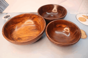 Handcrafted Wooden Serving Bowl Set – Natural Finish
