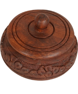 Round Wooden Jar with Lid – Vintage Style Storage Bowl