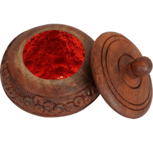 Wooden Bowl with Lid – Red Velvet Interior