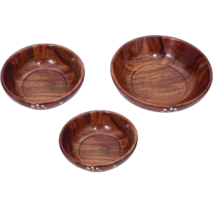 Set of Round Wooden Bowls – Natural Handmade Finish