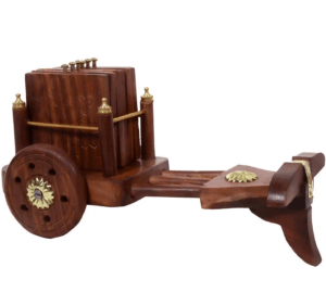 Handcrafted Bullock Cart Wooden Coaster Set
