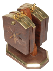 Hexagonal Wooden Coaster Set – Designer Carving