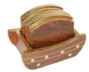 Arched Wooden Coaster Holder Set – Elegant Design