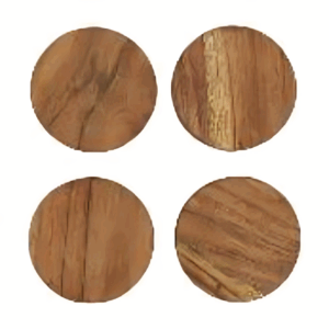 Plain Round Wooden Coaster Set – Natural Finish