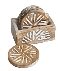 Half Round Pattern Wooden Coaster Set – Inlay Work