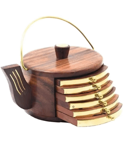 Elegant Brass Panted Handle Coaster Set – Polished Finish