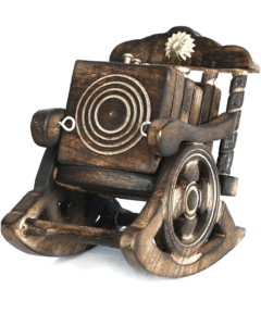 Classic Cannon Shape Wooden Coaster Holder Set