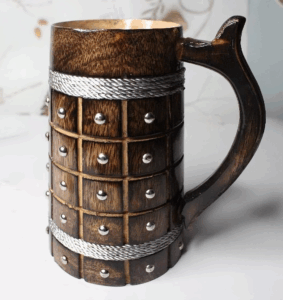 Medieval Studded Wooden Beer Mug