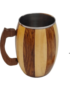 Two-Tone Wooden Beer Mug with Stainless Steel Lining