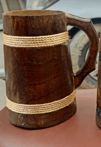Rope-Wrapped Wooden Barrel Mug