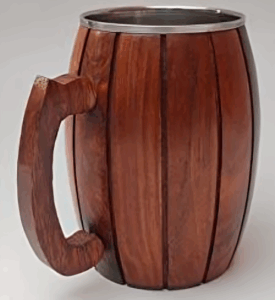 Smooth Walnut-Finish Wooden Mug