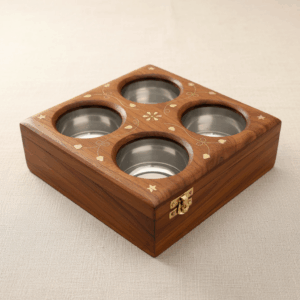 Wooden Dry Fruit Box – 4 Compartment