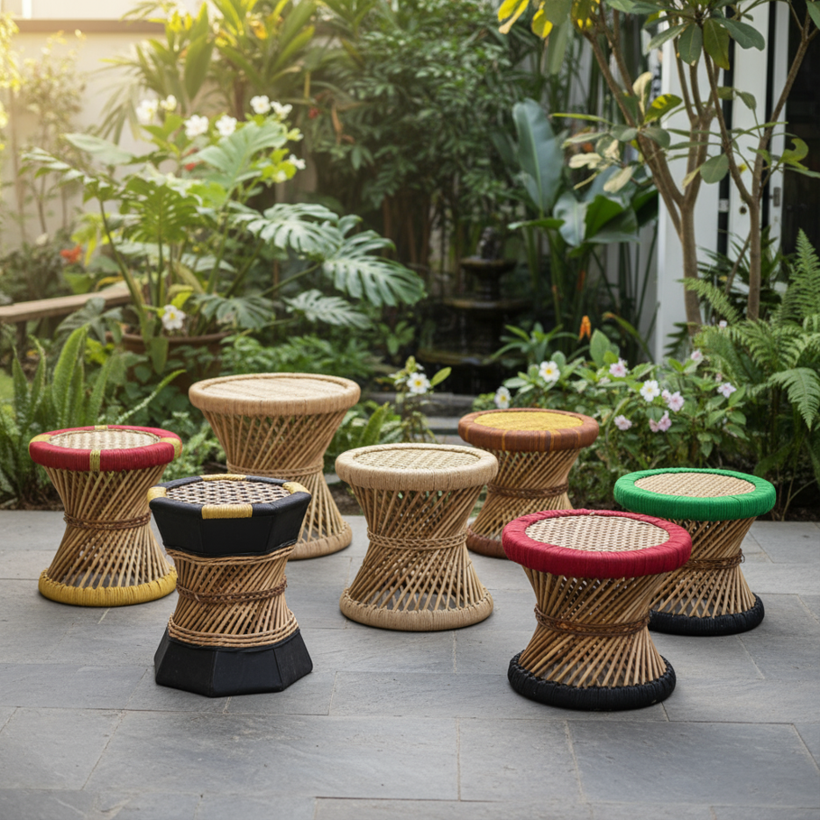Bamboo Stools & Ottomans